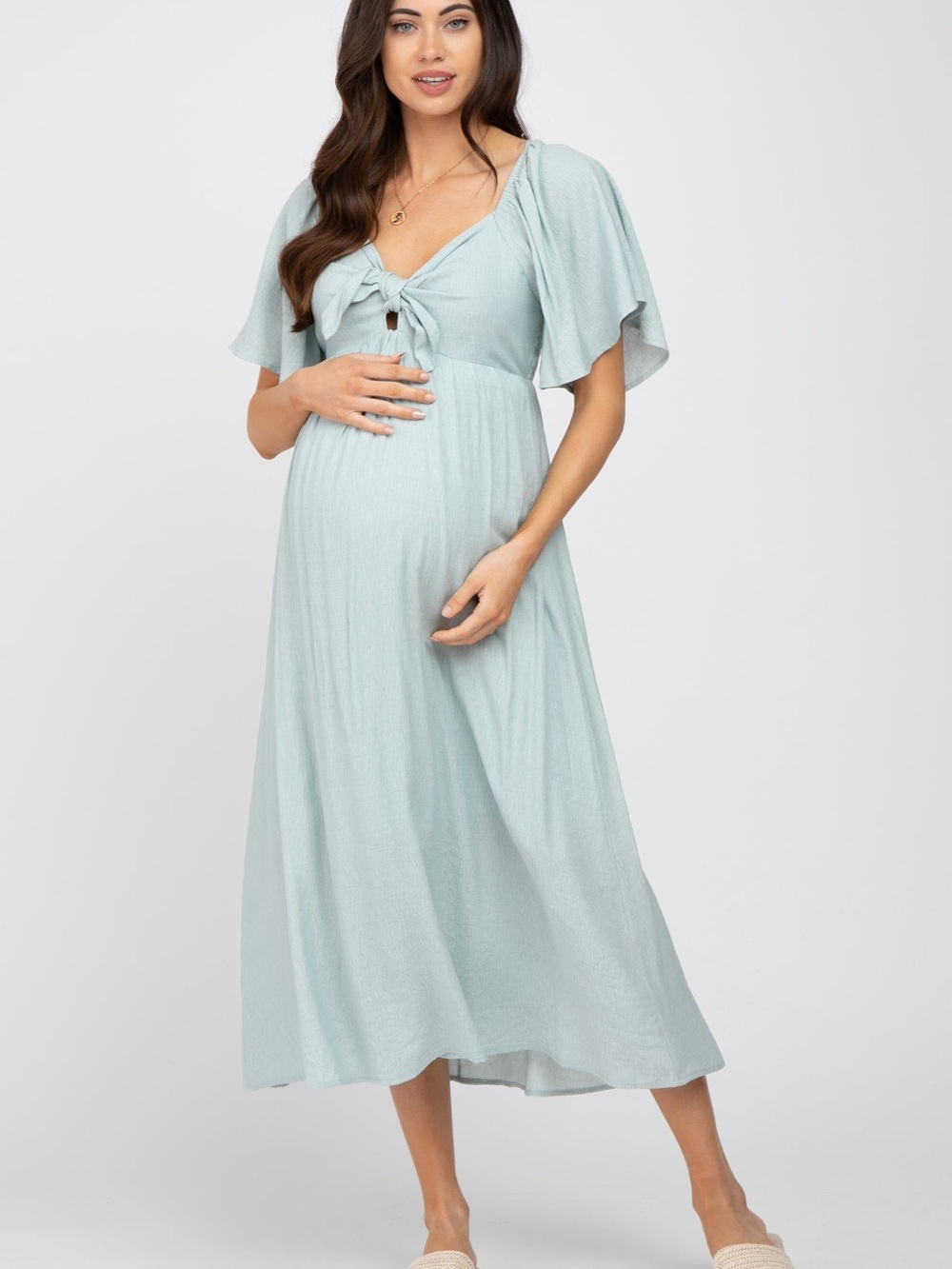 Pinkblush Maternity Light Blue Tie-Front Dress